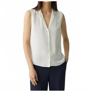 NEW THEORY camp collar top in ivory
